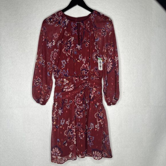 Vince Camuto Women Printed Fit & Flare Dress Red Multi Size 6 - Picture 3 of 10